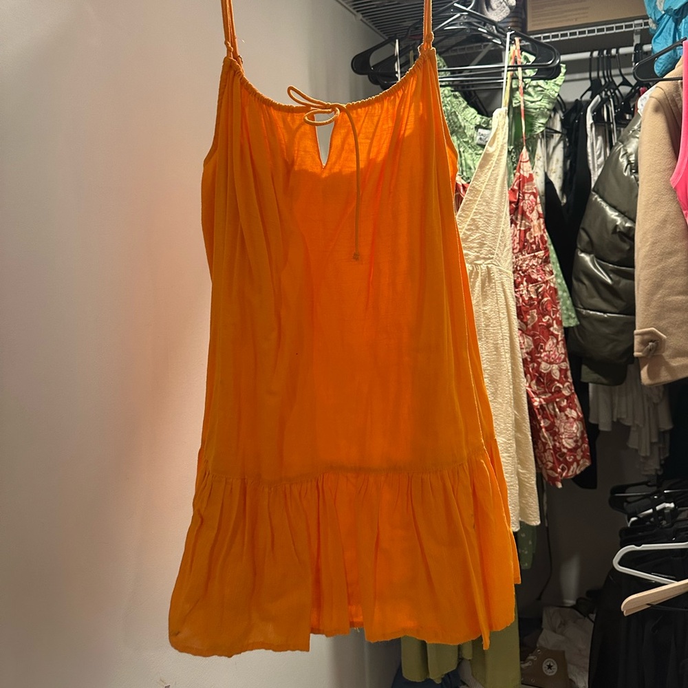 Urban outfitters orange mini dress with tie. Size L.